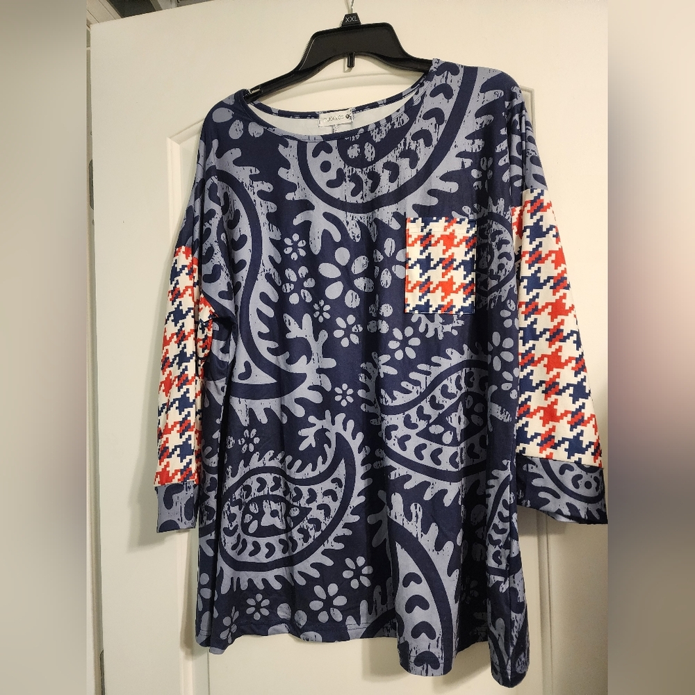 Nuggles Navy Abstract Dressy Shirt